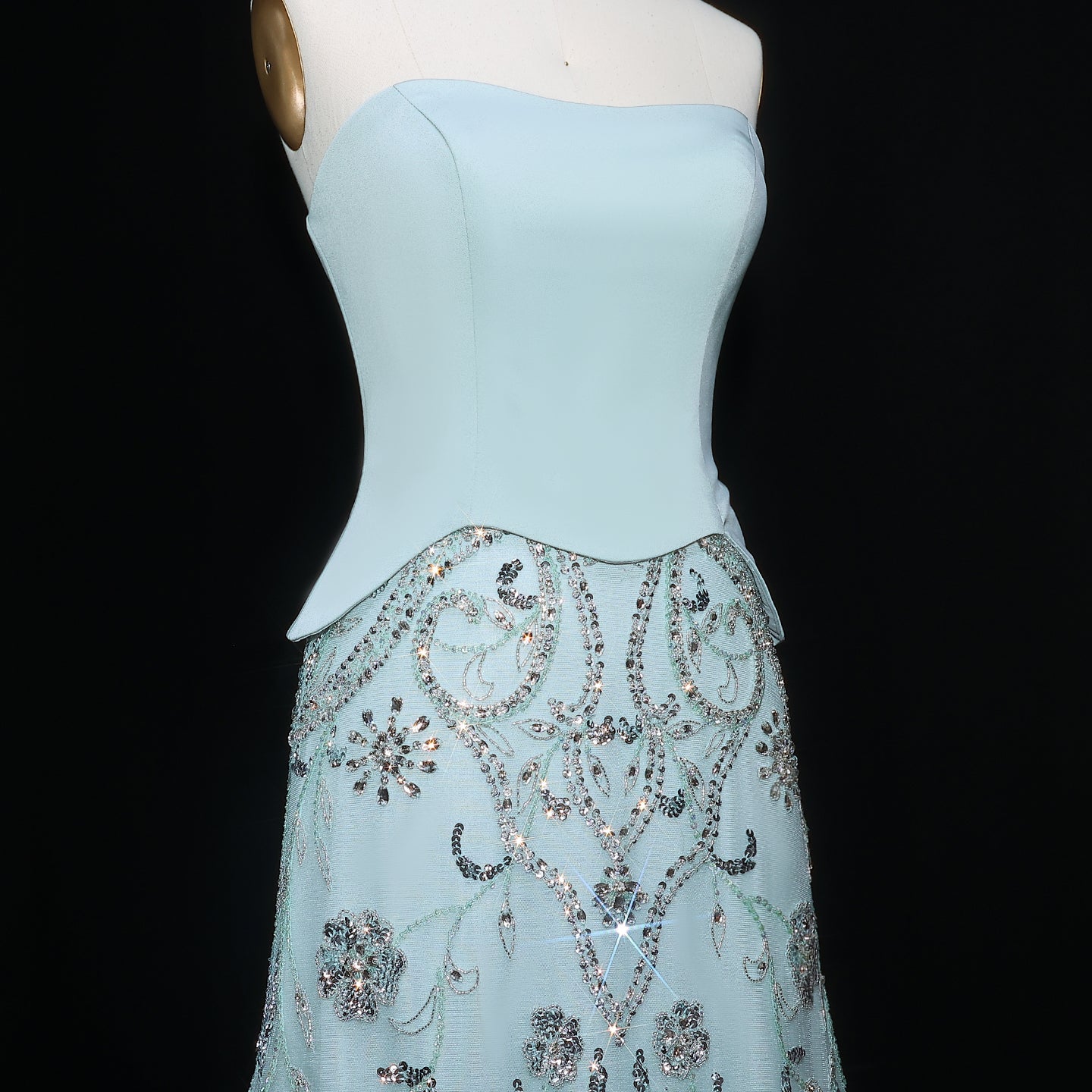 Luxury Sage Green Strapless Evening Dress SS254