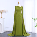 Elegant Green Long Sleeve Evening Dress SF051