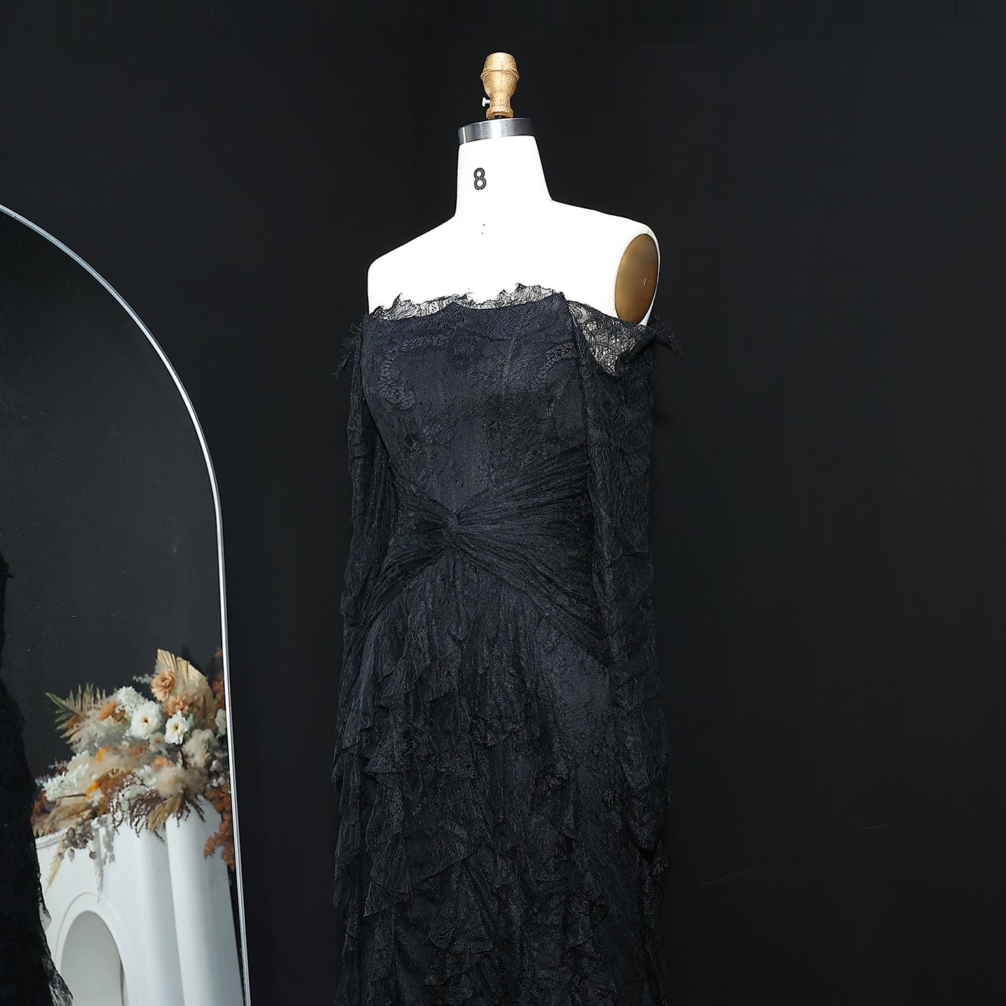 Luxury Turquoise Long Sleeves Mermaid Evening Dress SF519