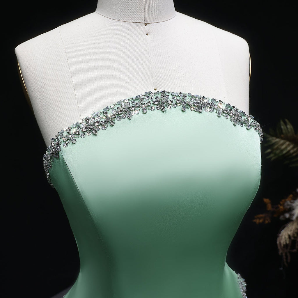 Elegant Pink Strapless Beaded Chiffon Evening Dress SS789