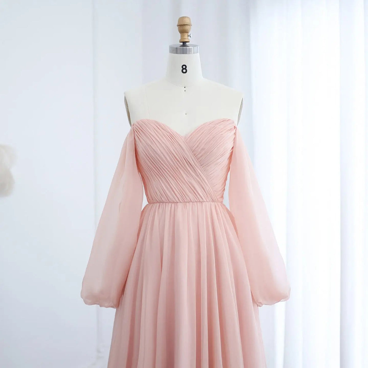 Elegant Off Shoulder White Chiffon Evening Dress SF360