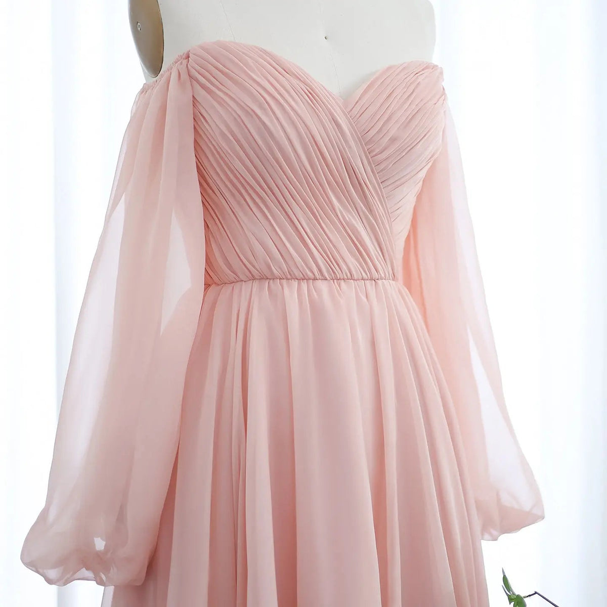 Elegant Off Shoulder White Chiffon Evening Dress SF360