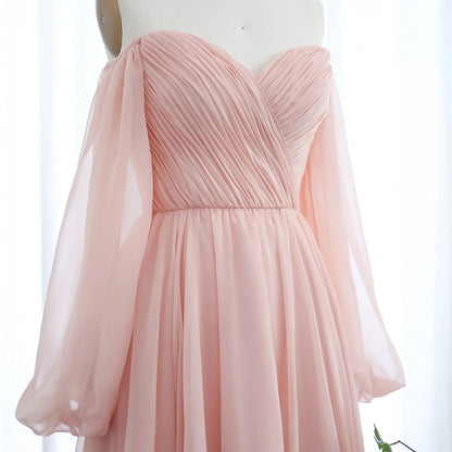 Elegant Off Shoulder White Chiffon Evening Dress SF360