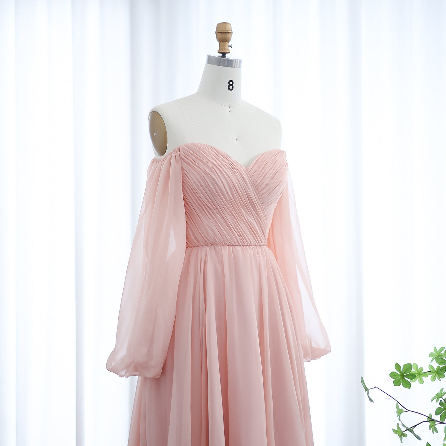 Elegant White Long Sleeves A-Line Evening Dress with Train SF360