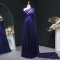 Elegant Purple Mermaid Evening Dress with Cape Sleeve SF019
