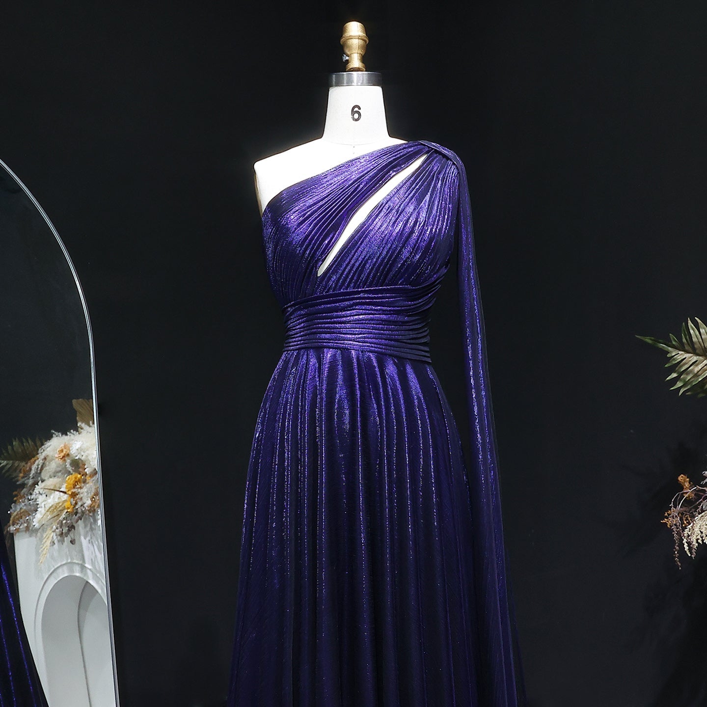 Elegant Purple Mermaid Evening Dress with Cape Sleeve SF019