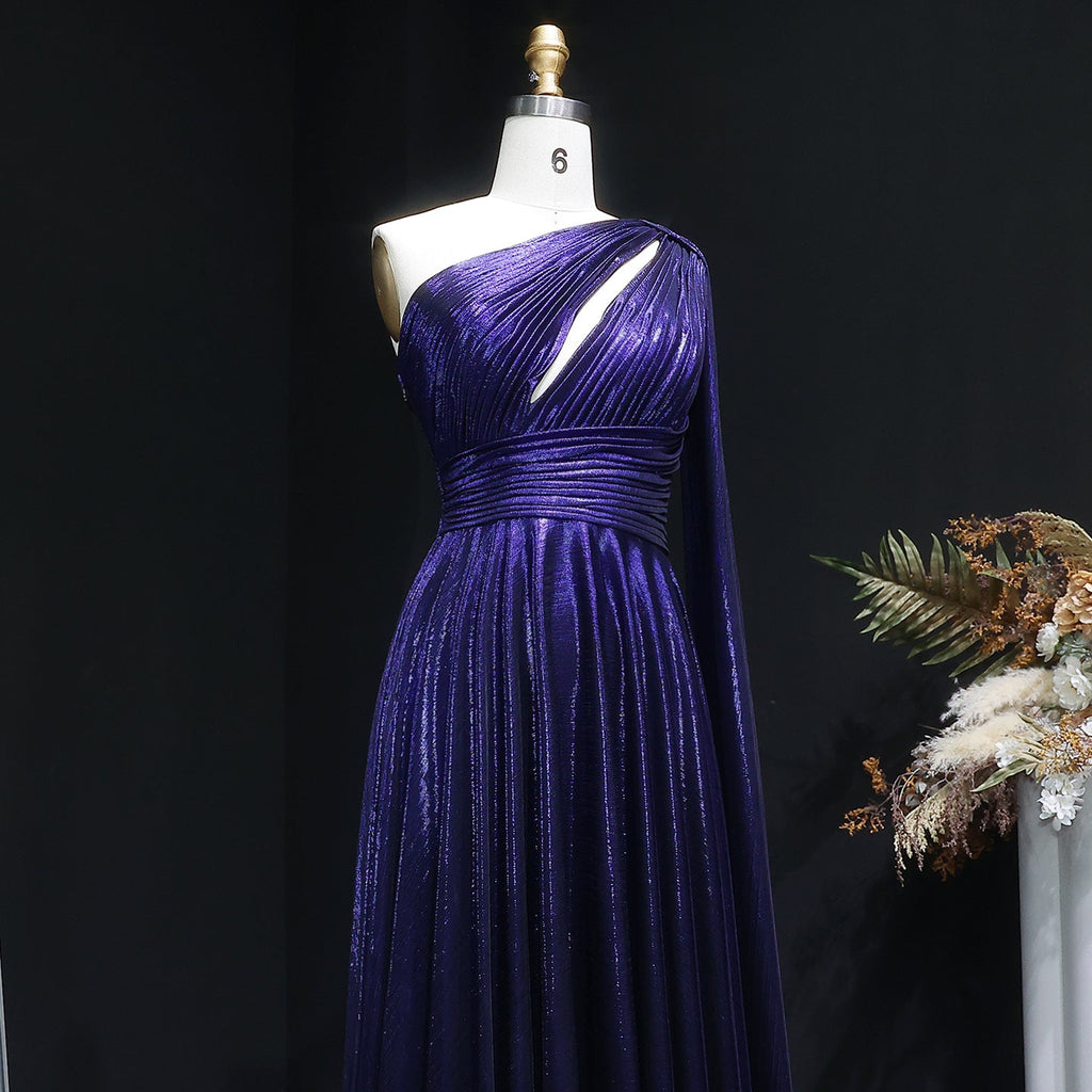 Elegant Purple Mermaid Evening Dress with Cape Sleeve SF019