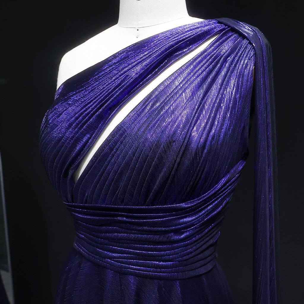 Elegant Purple Mermaid Evening Dress with Cape Sleeve SF019