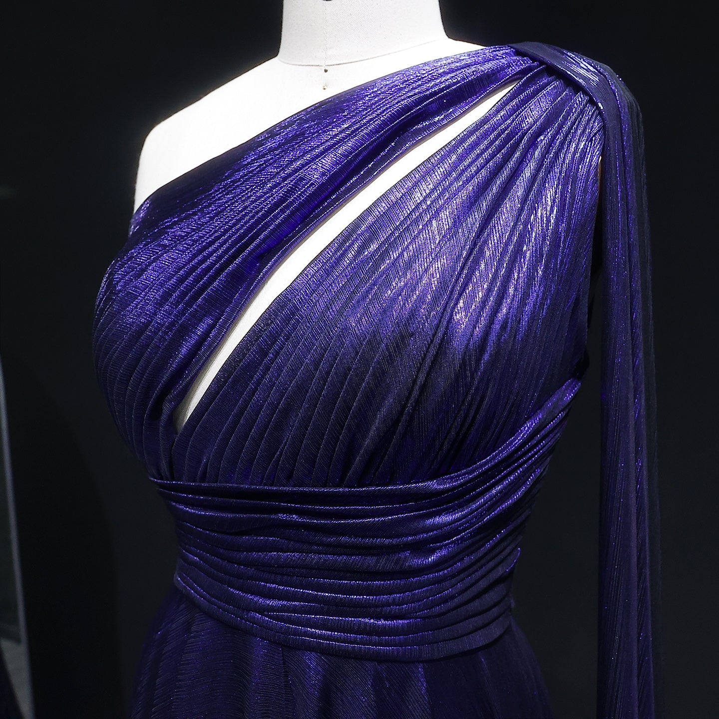 Elegant Purple Mermaid Evening Dress with Cape Sleeve SF019