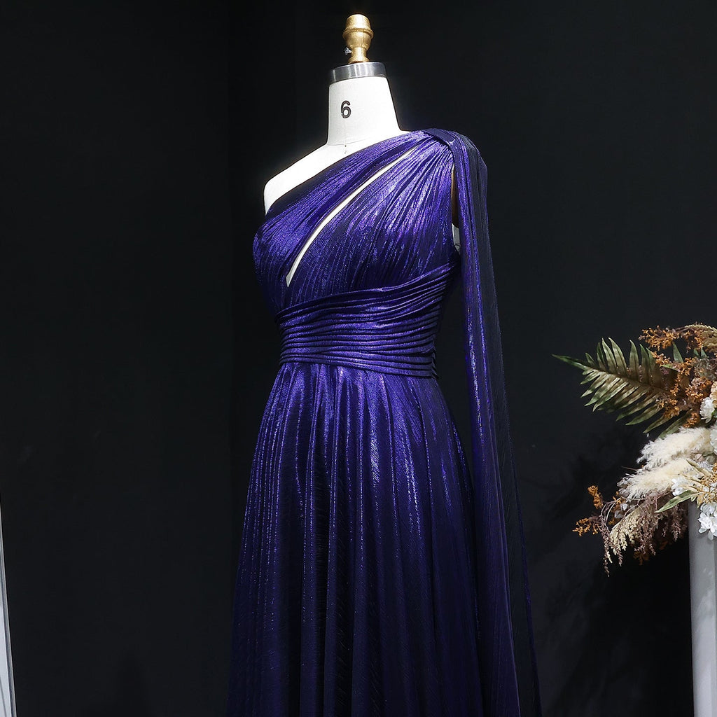 Elegant Purple Mermaid Evening Dress with Cape Sleeve SF019