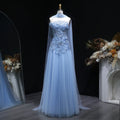 Glamorous Pink 3D Floral Strapless Tulle Evening Dress with Cape and Scarf SS239