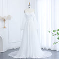 Elegant White Long Sleeves A-Line Evening Dress with Train SF360