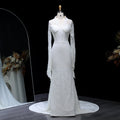Elegant White Lace Long Sleeve Evening Dress SF122