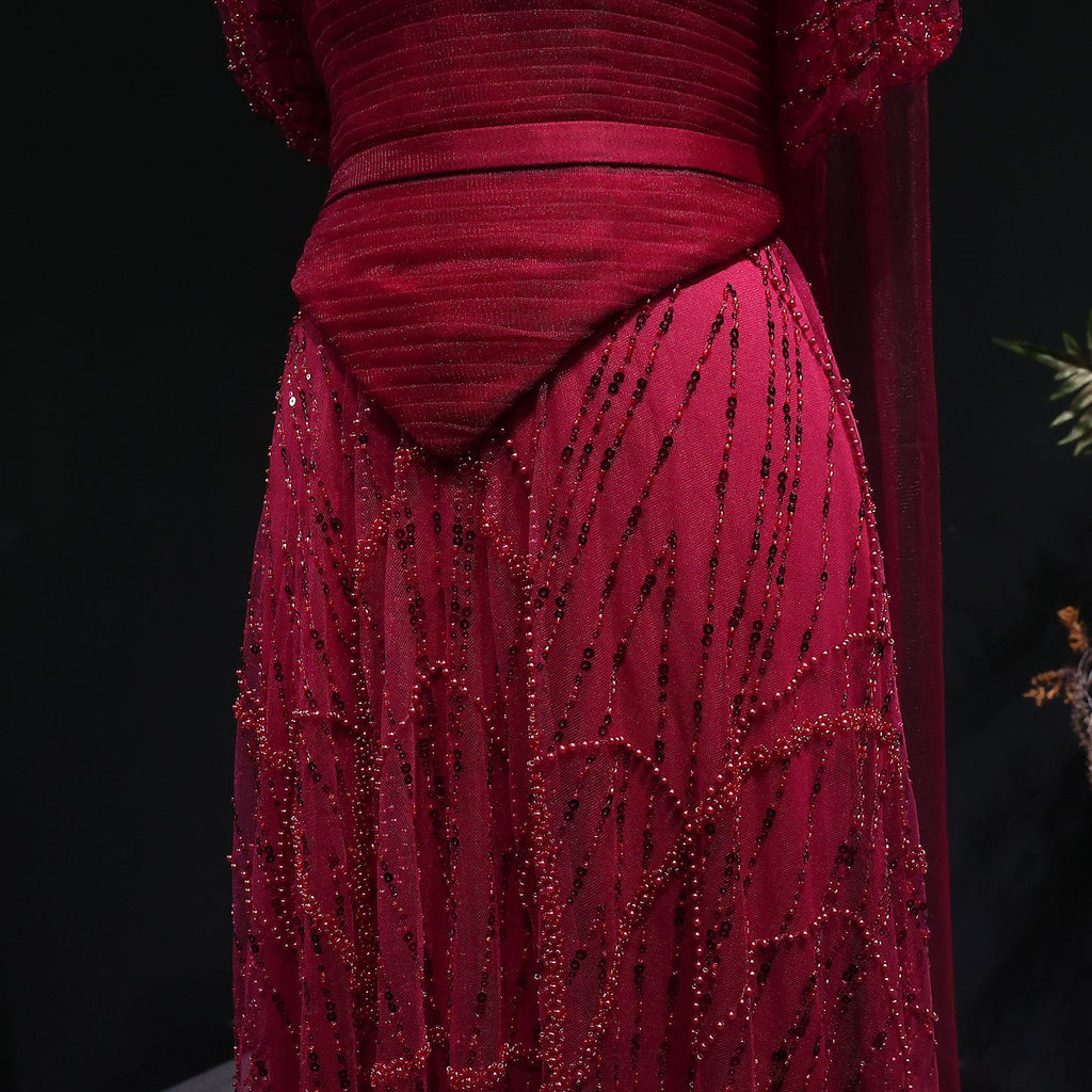 Romantic Beaded Pink Off Shoulder Evening Dress with Scarf SS766