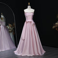 Elegant Beaded Pink Strapless A-Line Evening Dress SF193