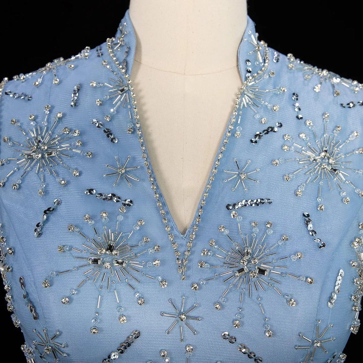 Luxury Blue Beaded 2 pieces Evening Dress with ruffles SS597