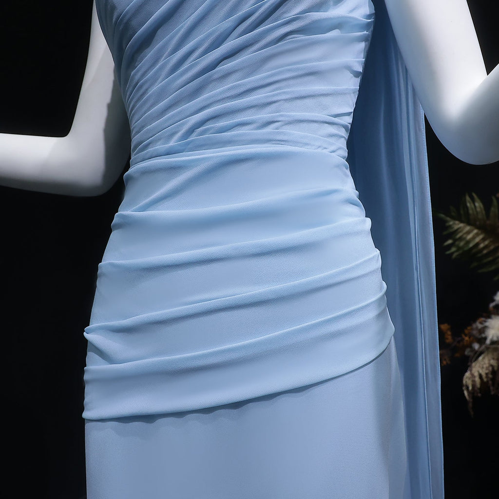 Elegant Yellow Mermaid Evening Dress with Cap Sleeves SF091