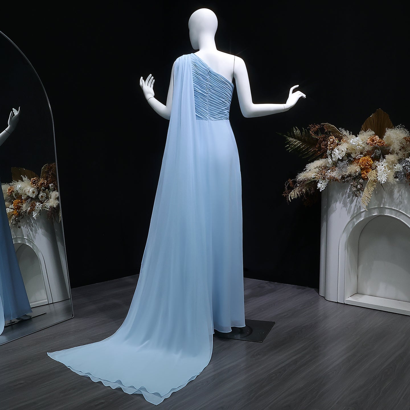 Elegant Yellow Mermaid Evening Dress with Cap Sleeves SF091