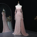 Elegant Pink Mermaid Evening Dress with Gloves SF204