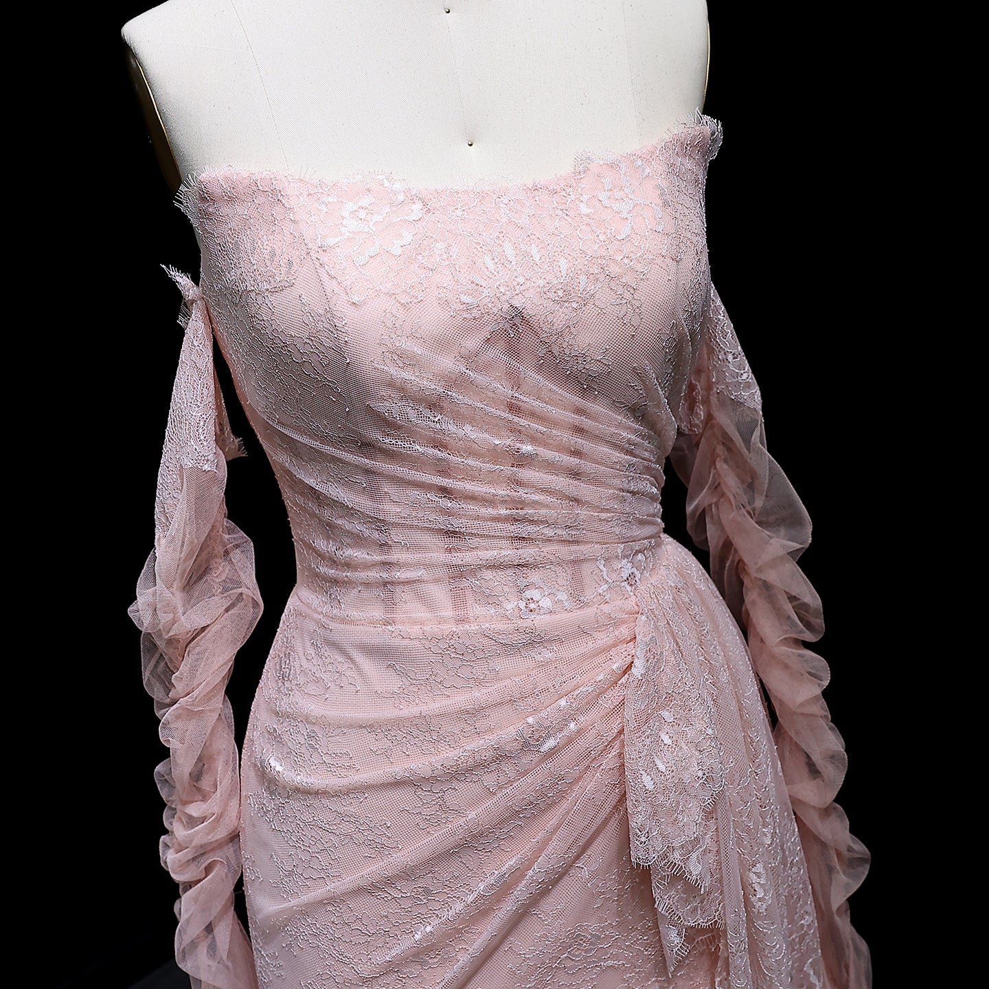 Elegant Pink Mermaid Evening Dress with Gloves SF204