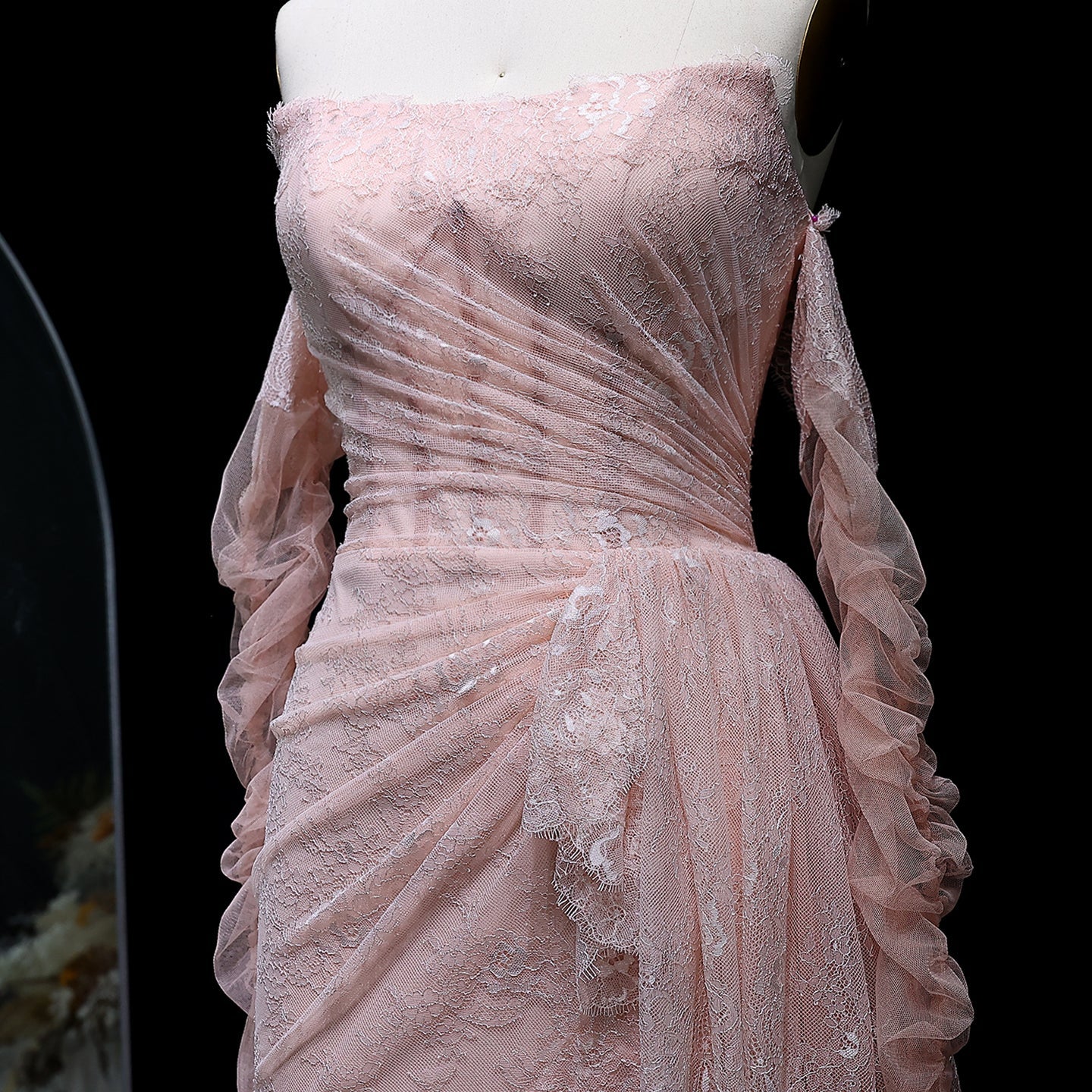 Elegant Pink Mermaid Evening Dress with Gloves SF204