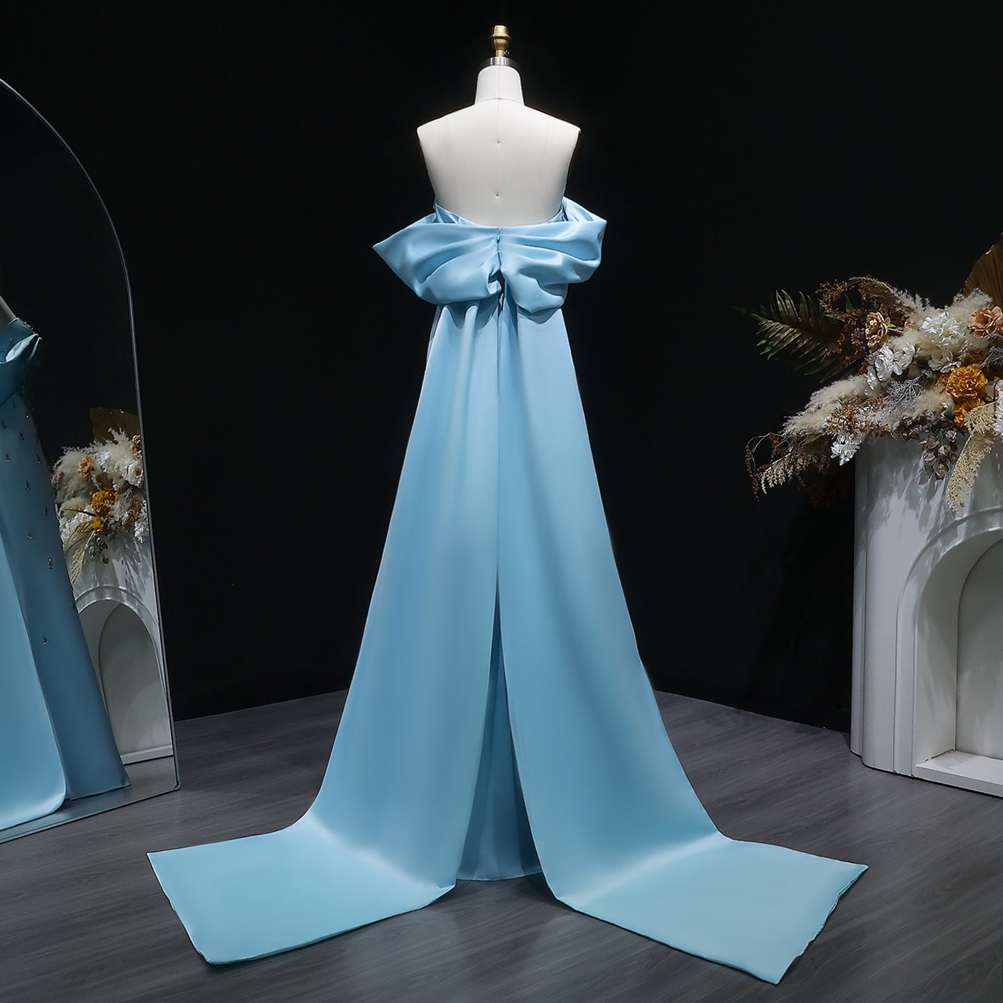 Luxury Crystal Pink Off Shoulder Satin Evening Dress SS500