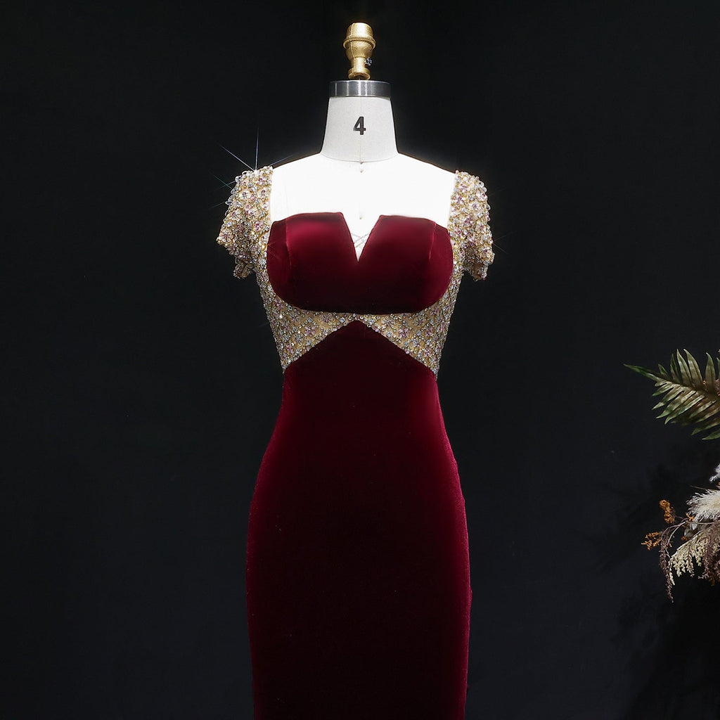 Elegant Crystal Black Midi Straight Evening Dresses SS282