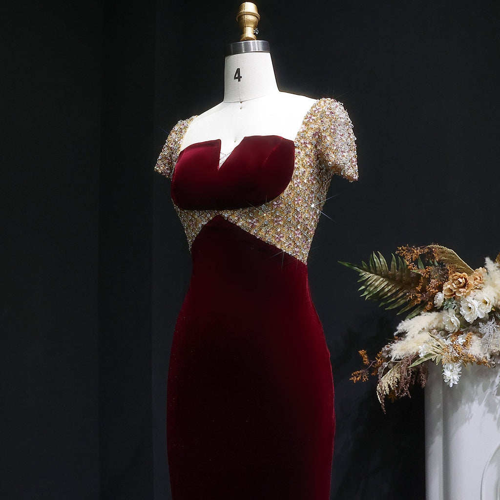 Elegant Crystal Black Midi Straight Evening Dresses SS282