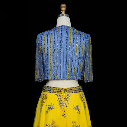 Luxury Beaded Yellow 2 Pieces Evening Dress SS490
