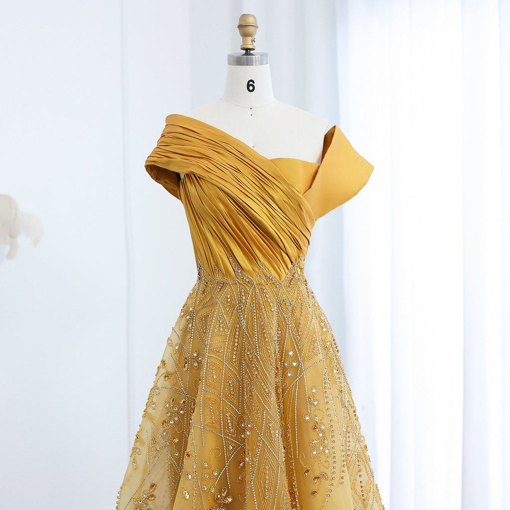 Luxury Beaded Off Shoulder Evening Gown SS582