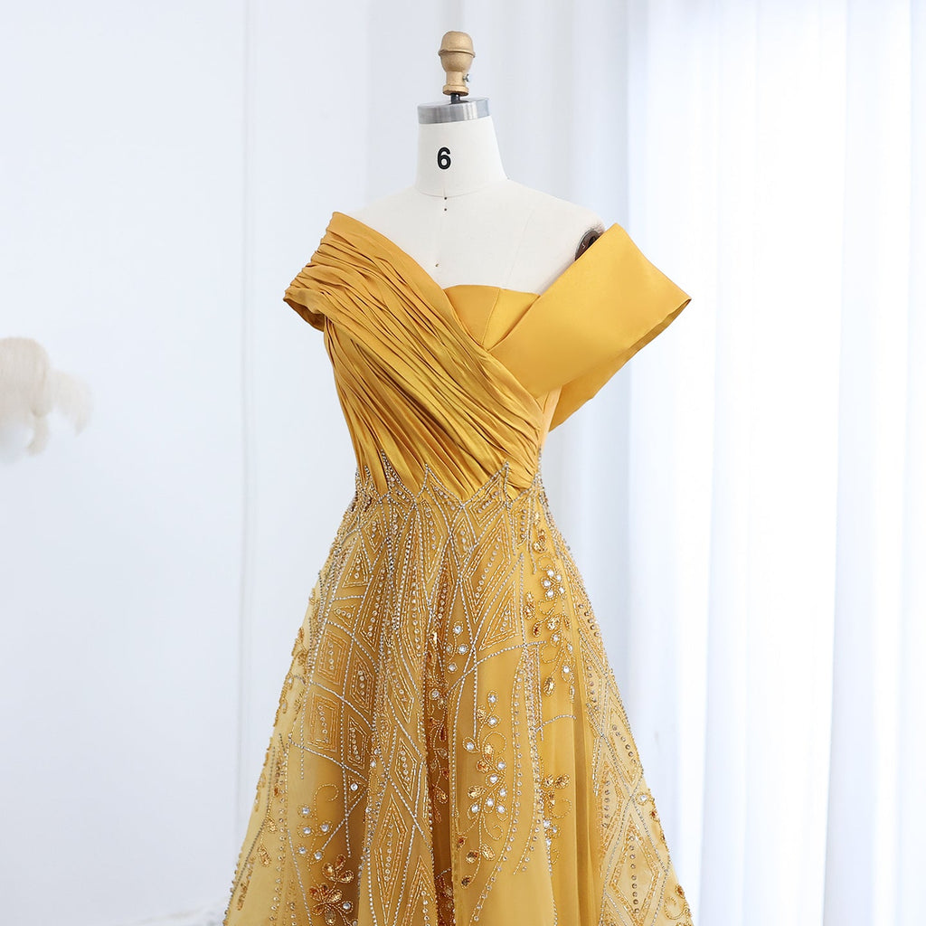 Luxury Beaded Off Shoulder Evening Gown SS582