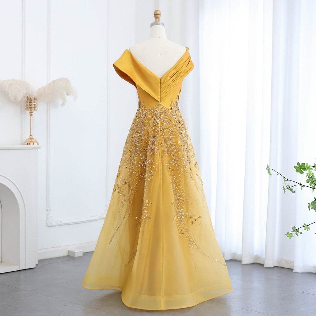Luxury Beaded Off Shoulder Evening Gown SS582