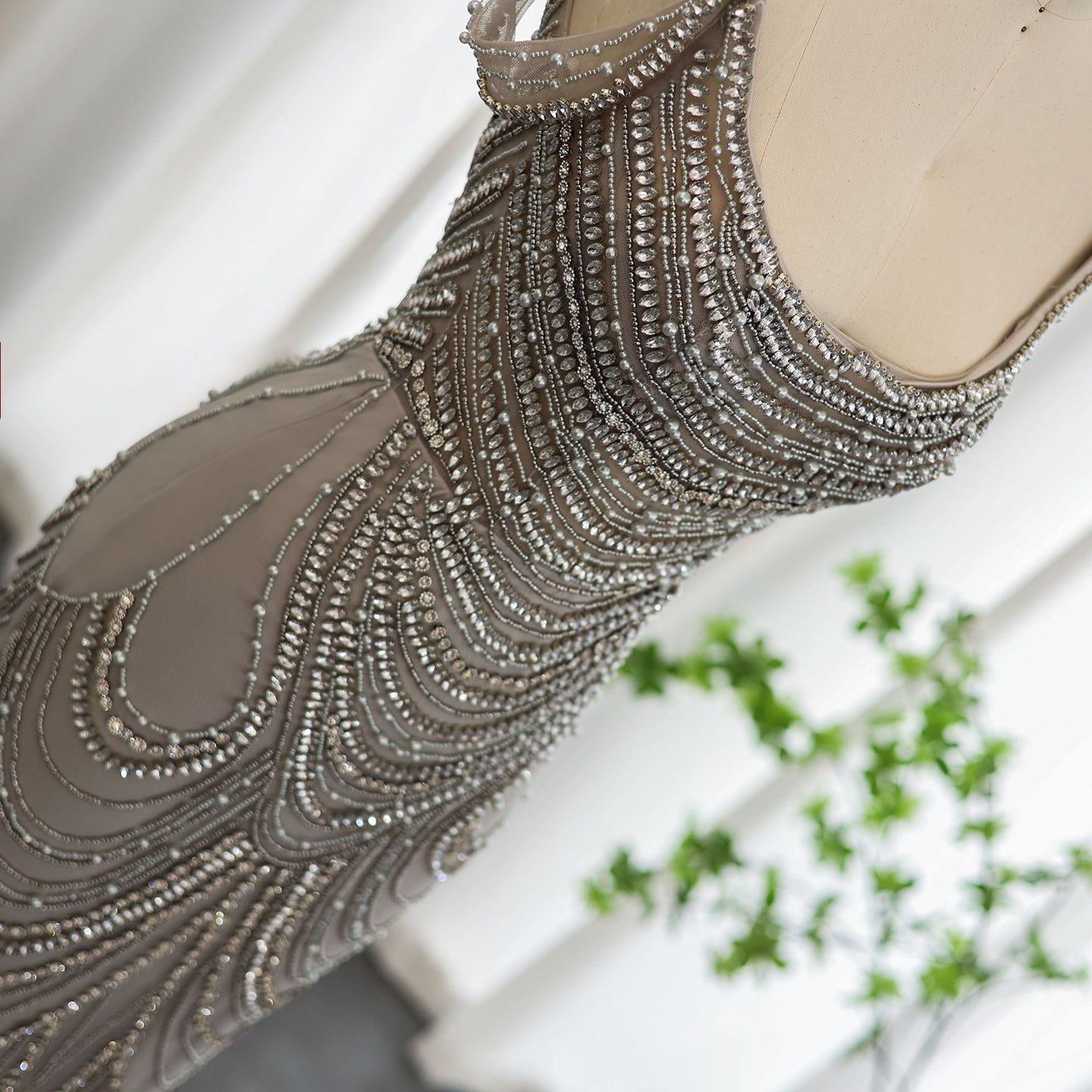 Luxury Crystal Silver Gray Mermaid Evening Dresses SS403