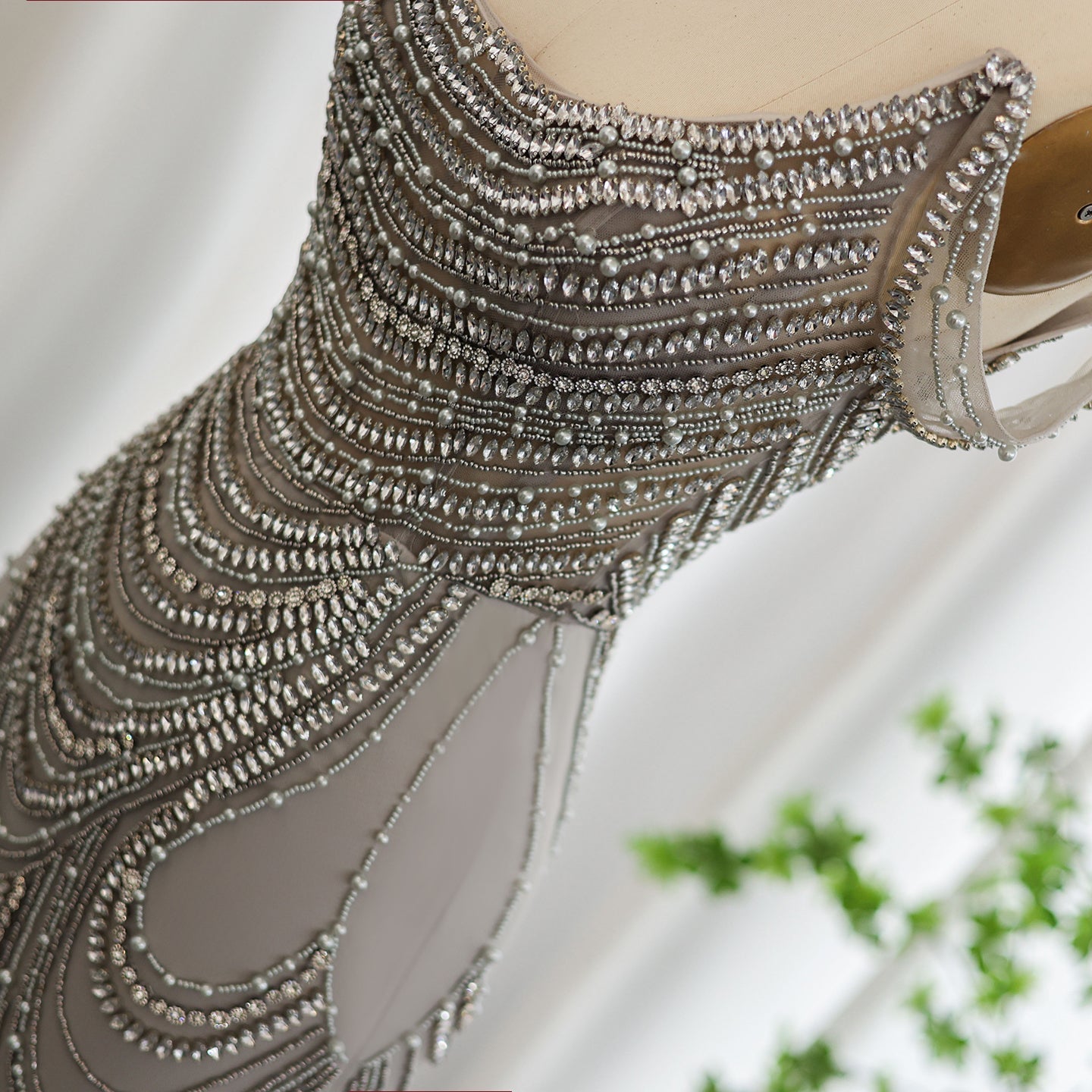 Luxury Crystal Silver Gray Mermaid Evening Dresses SS403