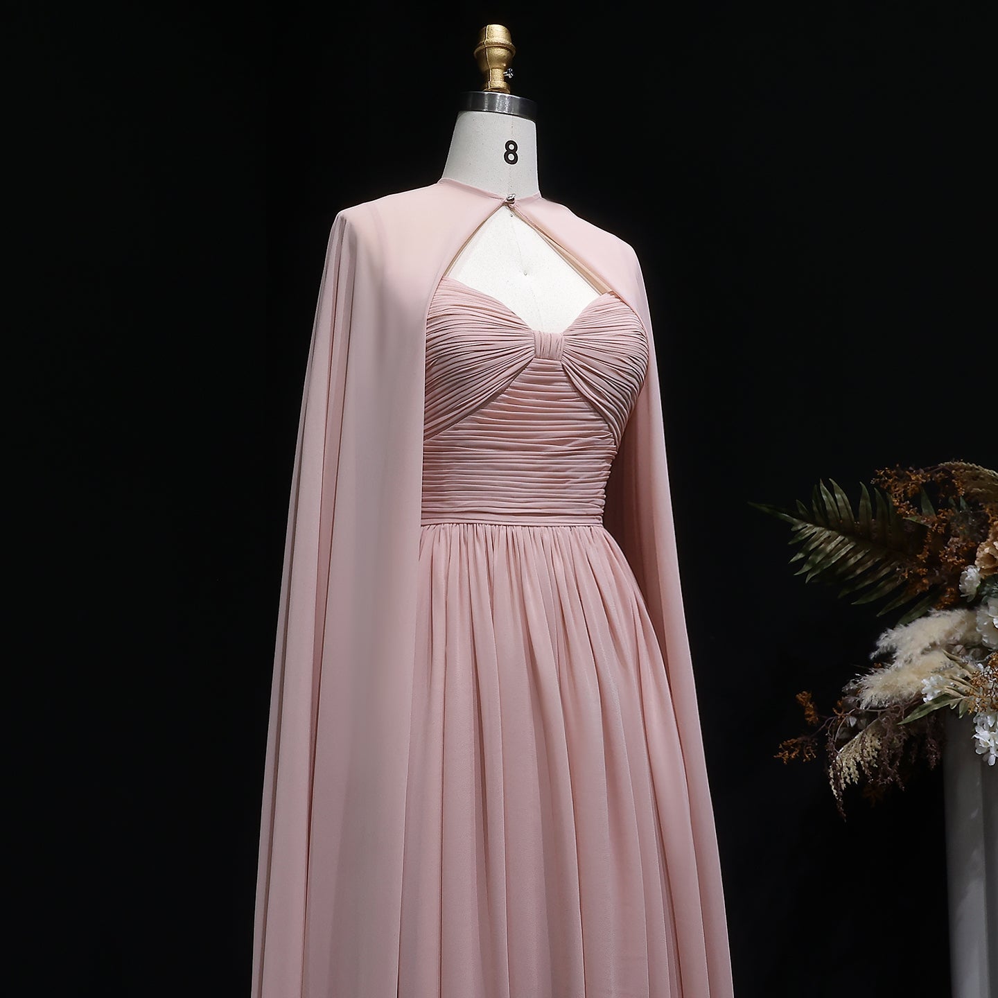 Elegant Purple Chiffon Sweetheart Long Evening Dress with Cape SF002