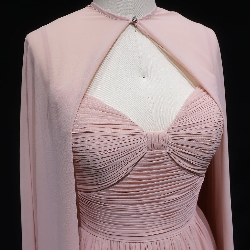 Elegant Purple Chiffon Sweetheart Long Evening Dress with Cape SF002
