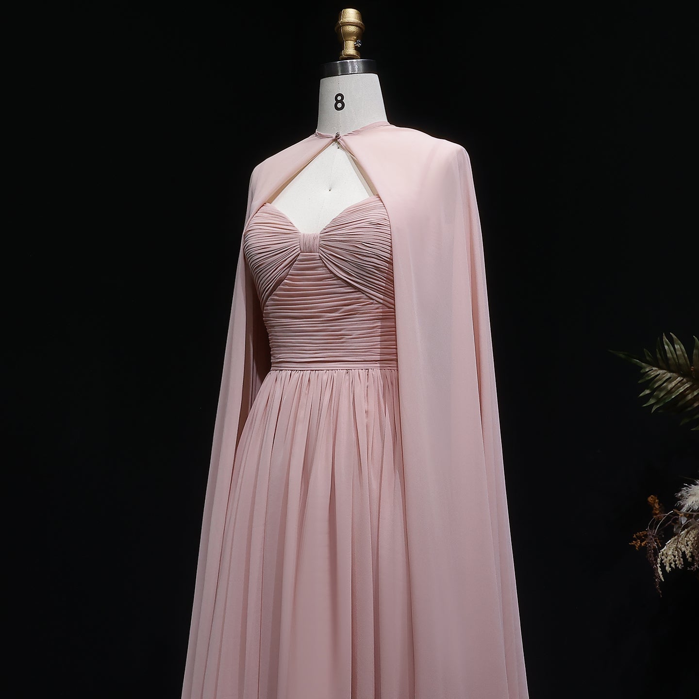 Elegant Purple Chiffon Sweetheart Long Evening Dress with Cape SF002
