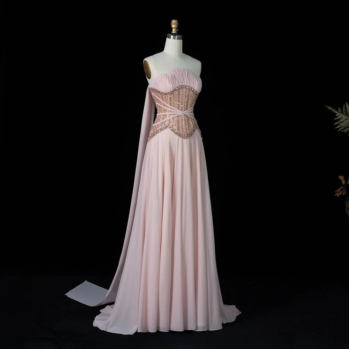 Glamorous Pink Intricate Rhinestone Corset Ruched Tube Wedding Guest Evening Dress SS532