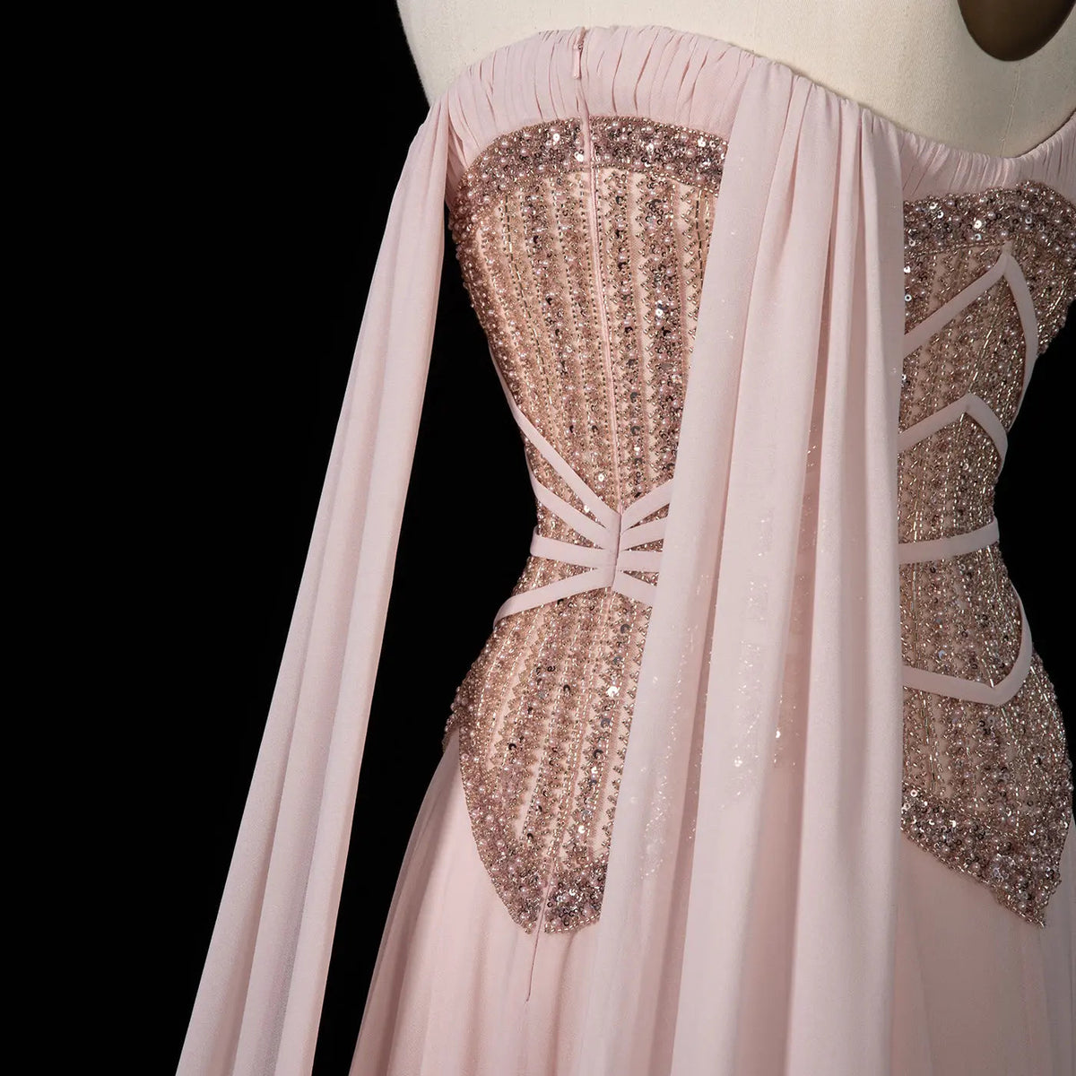 Glamorous Pink Intricate Rhinestone Corset Ruched Tube Wedding Guest Evening Dress SS532