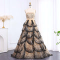 Luxury Black and White Ruffles Strapless Evening Dress SS290