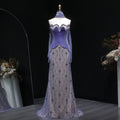 Elegant Strapless Purple Evening Dress with Scarf and Gloves SS269