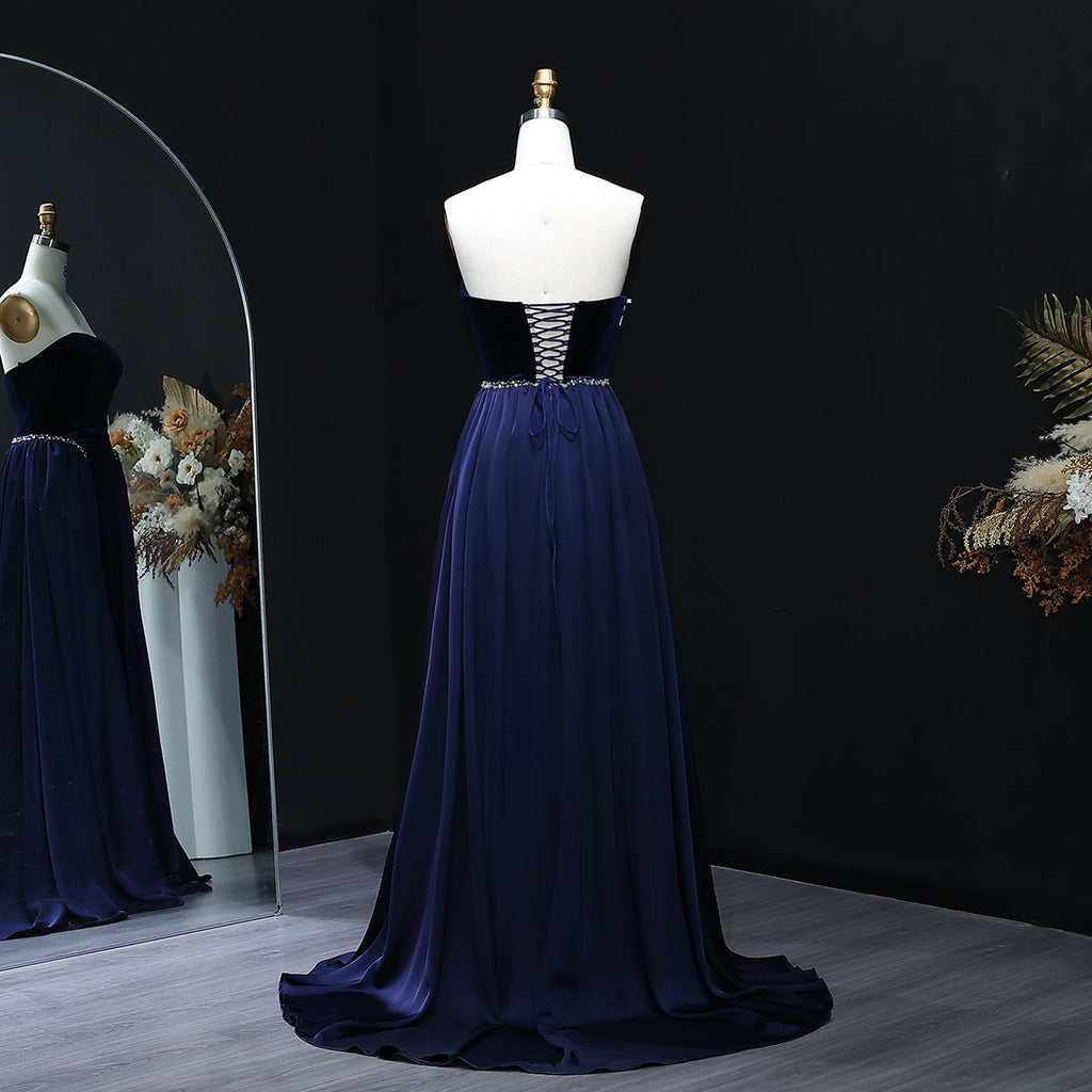 Elegant Black Strapless Evening Dress with Overskirt SF534