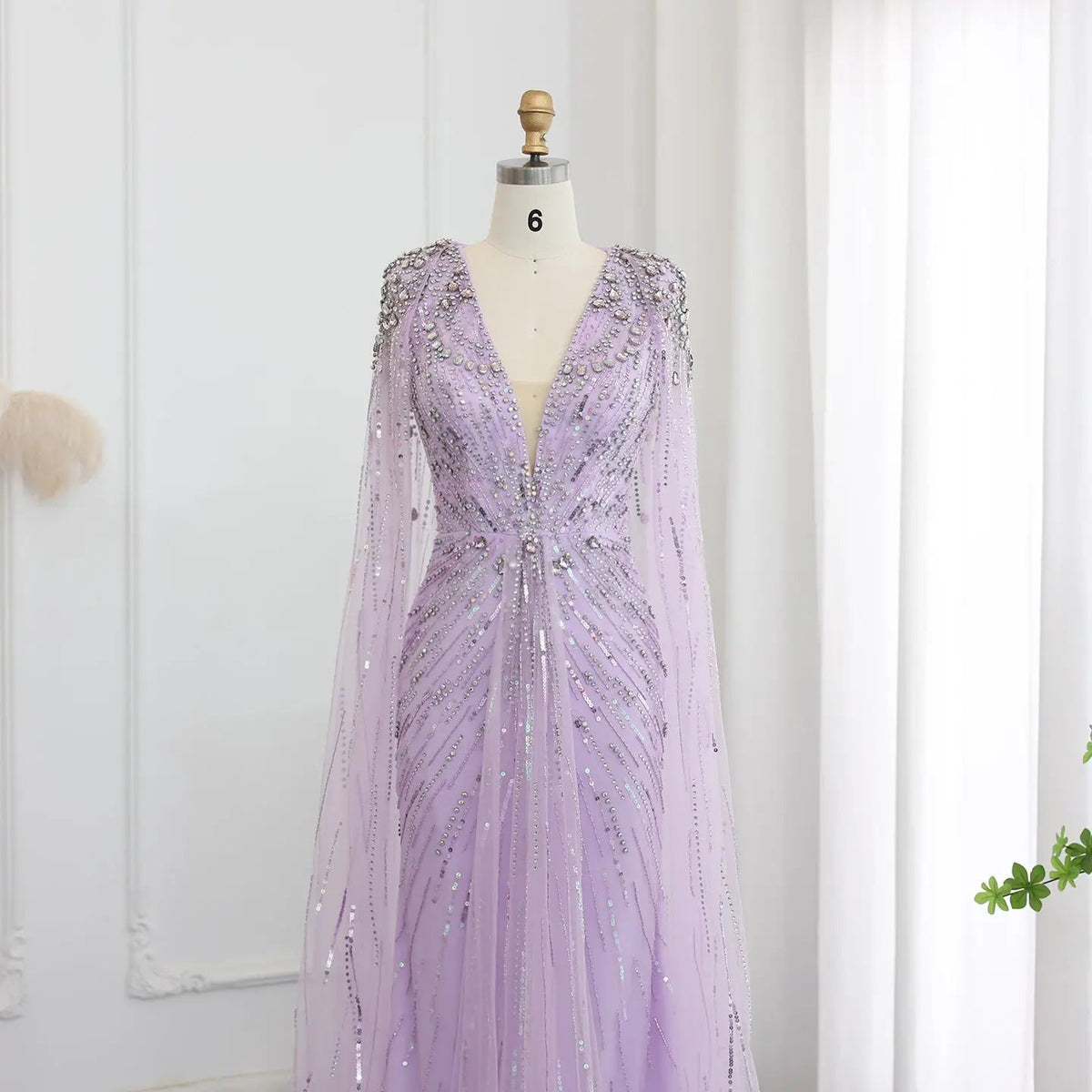 Luxury Dubai Green Evening Dresses with Cape Fuchsia Crystal Gold SS399