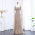 Luxury Caramel Square Neck Evening Dress with Cape Sleeves SS330