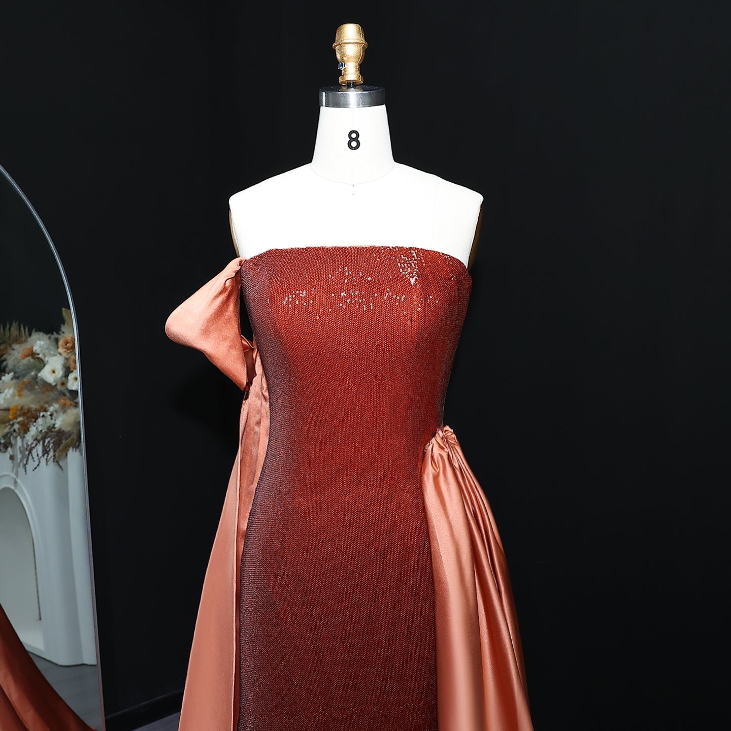 Stunning Sequined Brown Evening Dress with Overskirt SF236