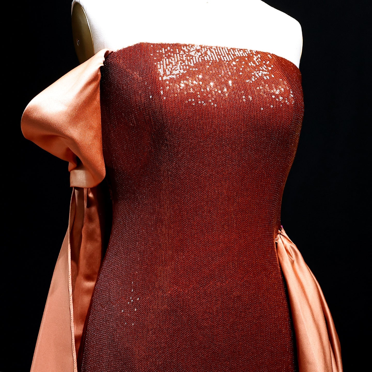 Stunning Sequined Brown Evening Dress with Overskirt SF236