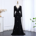 Luxury Pearl Beaded Long Sleeve Evening Dress XD019