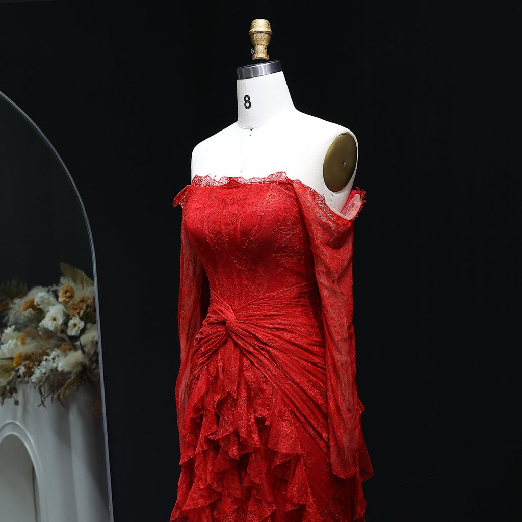 Luxury Turquoise Long Sleeves Mermaid Evening Dress SF519
