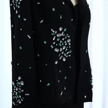 Elegant Black Rhinestone Evening Dress with Jacket  SS561