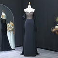 Elegant Lace pattern Sweetheart Black Evening Dress with Gloves SF216